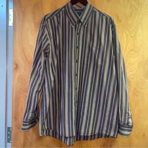 Cutter & Buck Signature Collection Brown Striped  Button Down Shirt Mens Size XL